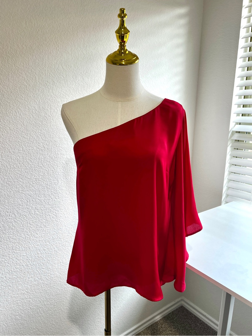 JCPenney Worthington Bright Red Single-Shoulder Blouse